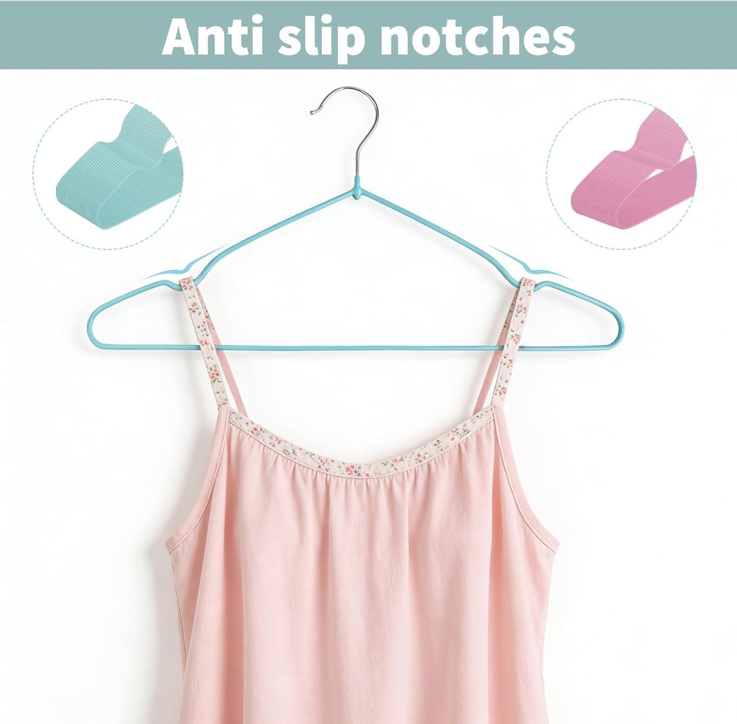 image120 Pcs Metal Wire Non Slip Hangers Space Saving Strong 157 in Triangle Hanger for Closet Rack Dorm Clothes Bridal Boutique Dress Suit Coat Colorful