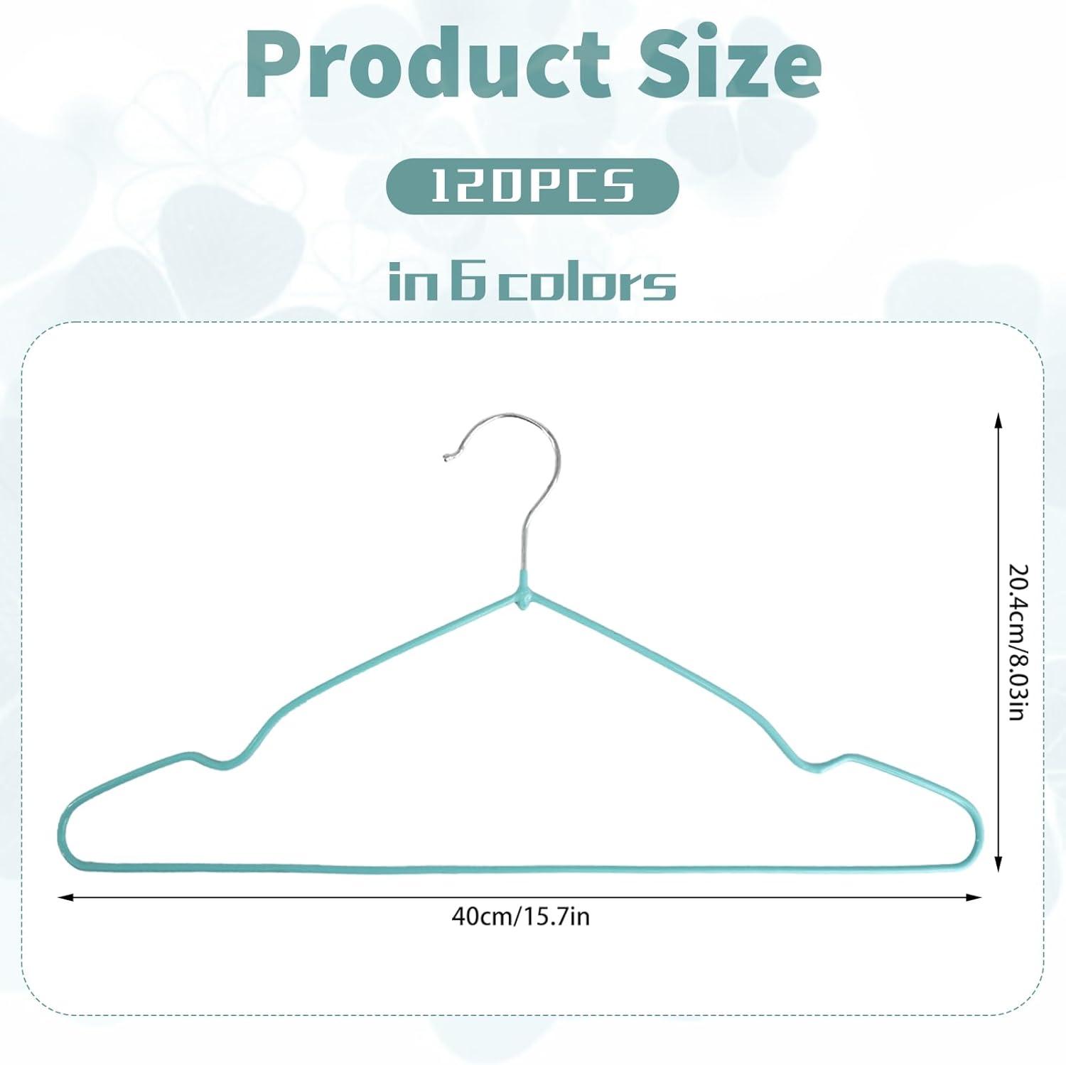 image120 Pcs Metal Wire Non Slip Hangers Space Saving Strong 157 in Triangle Hanger for Closet Rack Dorm Clothes Bridal Boutique Dress Suit Coat Colorful