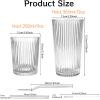 image12 Pcs Ribbed Drinking Glasses Set 9 oz 12 oz Clear Ice Coffee Highball Ripple Drinkware Vintage Glassware Ribbed Cocktail Cup for Beverages Bar Home