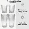 image12 Pcs Ribbed Drinking Glasses Set 9 oz 12 oz Clear Ice Coffee Highball Ripple Drinkware Vintage Glassware Ribbed Cocktail Cup for Beverages Bar Home
