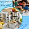 image6 Pcs Small Stainless Steel Bento Box with Lockable Clips Leak Proof Dishwasher Washable 13 oz Reusable 304 Stainless Steel Food Storage Containers for Work Party
