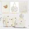 imageCONEHOY 3 Pcs Diaper Bag Tote Multisize Multifunction Diaper Bag Quilted Cute Cotton Maternity Bag for Women