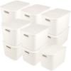 image11 Pcs White Plastic Storage Bins with Handle and Lids 14 x 105 x 96 Inches Containers Box Stackable Storage Baskets for Playroom Classroom Office Shelves Desktop Drawers Organization