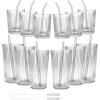 image12 Pcs Ribbed Drinking Glasses Set 9 oz 12 oz Clear Ice Coffee Highball Ripple Drinkware Vintage Glassware Ribbed Cocktail Cup for Beverages Bar Home