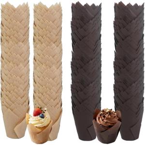 image1000 Pcs Tulip Cupcake Liners Solid Tulip Cups Holders Wrappers Greaseproof Baking Cups Muffin Baking Cupcake Liners for Wedding Baby Showers Birthday PartyClassic Style