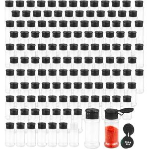 image128 Pcs Plastic Spice Bottles with Black Shaker Lids 33 Oz100ml Seasoning Shaker Shaker Plastic Jars Seasoning Jars for Kitchen Picnic