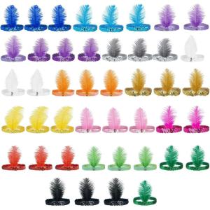 image45 Pcs 1920s Flapper Headband Bulk Roaring 20s Hair Costume Flapper Headpiece for Women Costume Parties Colorful