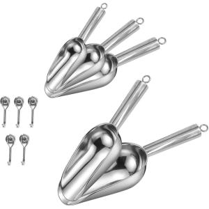 image5 Pcs 3691216 Ounce Stainless Steel Ice Scoop with Hanging Loop Rustproof Metal Scoop for Wedding Party Kitchen Popcorn Candy Ice Cube Potted Plants Dog Food Multiple Sizes