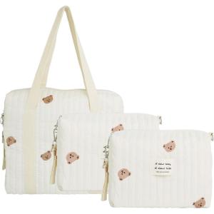 imageCONEHOY 3 Pcs Diaper Bag Tote Multisize Multifunction Diaper Bag Quilted Cute Cotton Maternity Bag for Women