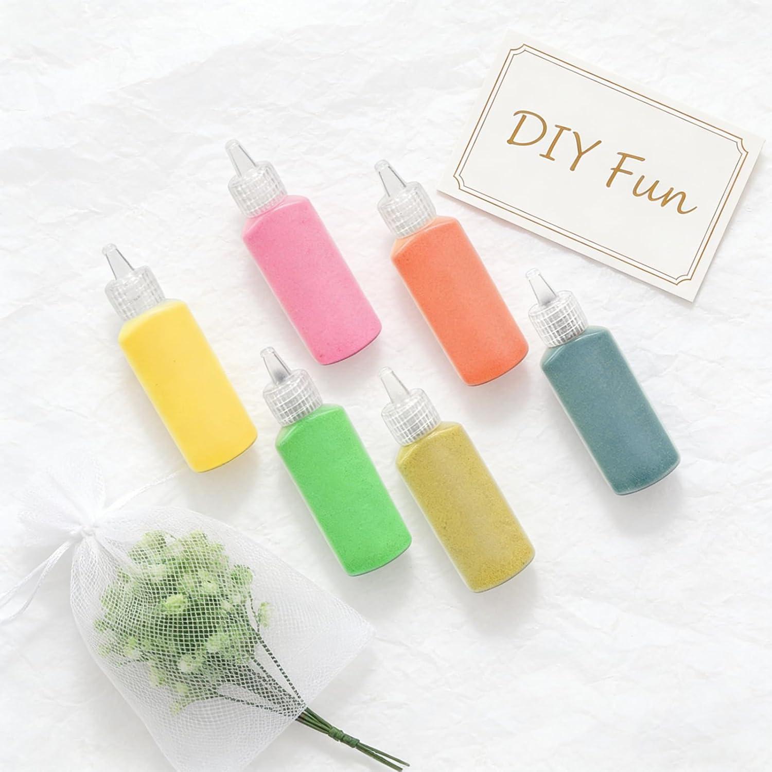 imageCONEHOY 72 Pcs 125 oz Sand Art Bottle Kits with 72 Colors Sand and Bottle DIY Crafty Glass Vase for Rangoli Art Painting Wedding Decoration