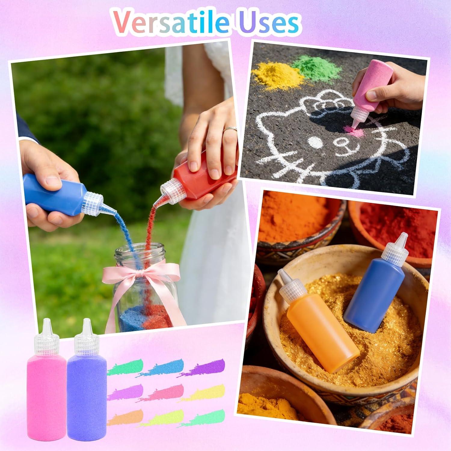 imageCONEHOY 72 Pcs 125 oz Sand Art Bottle Kits with 72 Colors Sand and Bottle DIY Crafty Glass Vase for Rangoli Art Painting Wedding Decoration