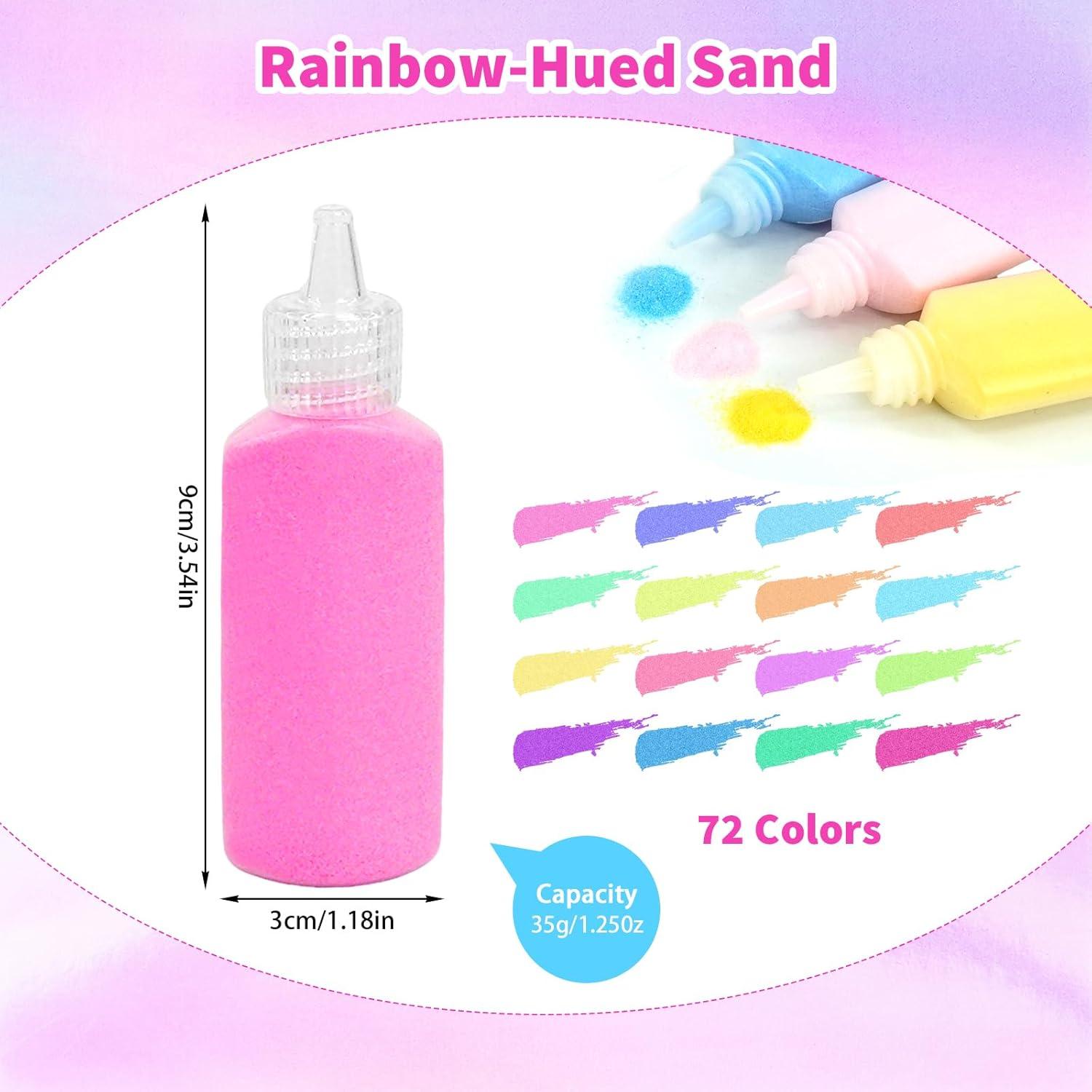 imageCONEHOY 72 Pcs 125 oz Sand Art Bottle Kits with 72 Colors Sand and Bottle DIY Crafty Glass Vase for Rangoli Art Painting Wedding Decoration