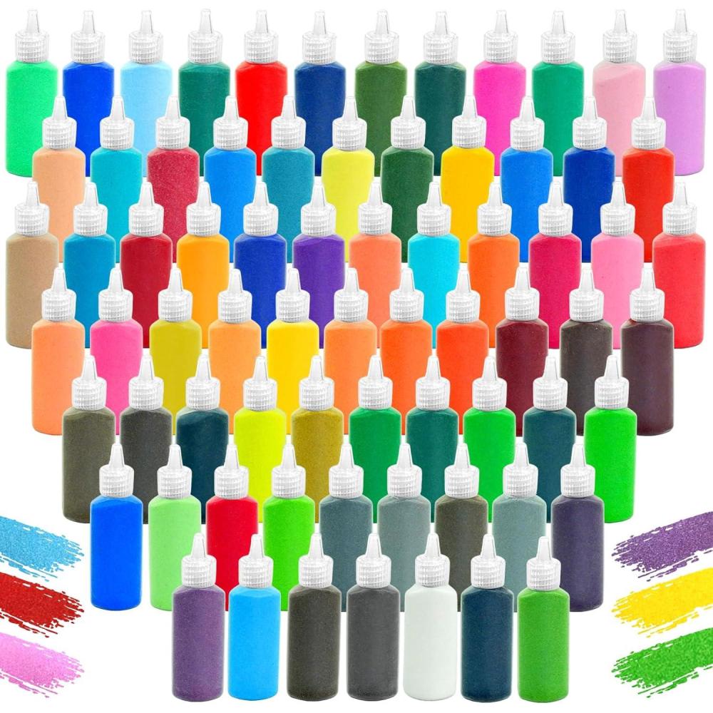 imageCONEHOY 72 Pcs 125 oz Sand Art Bottle Kits with 72 Colors Sand and Bottle DIY Crafty Glass Vase for Rangoli Art Painting Wedding Decoration