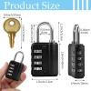 image12 Pcs Combination Padlock with Keys Locker Resetable Outdoor Waterproof Gate Lock 4 Digit Combination Lock for Sports Gym School Locker Employee Fence Case Silver and Black