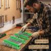 image120 Pcs Modular Wrench Organizer Holder with Metric and SAE Label Green Storage Racks Set Wrench Tool Organizers for Professional Mechanics Men Father Brother Tool Box Drawer Storage