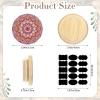 image14 Pcs Yogurt Jar Lids with Silicone Sealing Rings and 14 Bottle Label 264 Inches Reusable Bamboo Wooden Mandala Pattern Lids for Coffee Bean Spice Cookie Jars