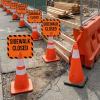 image6 Pcs Plastic Sidewalk Closed Sign Bulk 104 x 126 x 005 inch Top Road Warning Signs with Reflective Stickers for Traffic Cones Outdoor Barricade Construction Caution