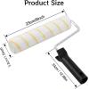 image60 Pcs 9 x 12 Paint Roller Covers with 1 Matching Handle Yellow Stripe High Nap Capacity Microfiber Roller Covers for All Surfaces Home Repair Tools and Brush Frame House Painting Supplies