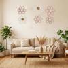 imageCONEHOY 6 Pcs Boho Nursery Decor Daisy with Hooks 3 Size Daisy Flower Wall Decor Bohemian Nursery Decorations Flower Woven Macrame Wall Hanging for Dorm Home ArtPink Brown White
