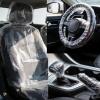 image300 Pcs Disposable Car Seat Covers Clear Plastic Car Seat Covers Protector Includes Gear Selector Handbrake and Wheel for Bus Truck Auto Accessories