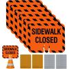 image6 Pcs Plastic Sidewalk Closed Sign Bulk 104 x 126 x 005 inch Top Road Warning Signs with Reflective Stickers for Traffic Cones Outdoor Barricade Construction Caution