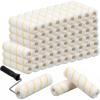 image60 Pcs 9 x 12 Paint Roller Covers with 1 Matching Handle Yellow Stripe High Nap Capacity Microfiber Roller Covers for All Surfaces Home Repair Tools and Brush Frame House Painting Supplies