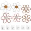 imageCONEHOY 6 Pcs Boho Nursery Decor Daisy with Hooks 3 Size Daisy Flower Wall Decor Bohemian Nursery Decorations Flower Woven Macrame Wall Hanging for Dorm Home ArtPink Brown White