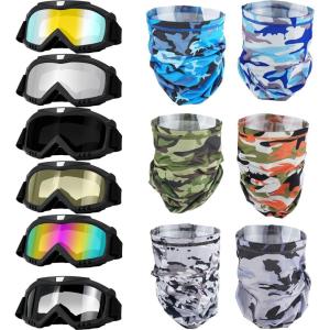 image12 Pcs Motorcycle Dirt Bike Neck Atv Goggle Breathable AntiUV Adjustable Riding Goggle with Face Mask for Women Men Dirt Biking Summer