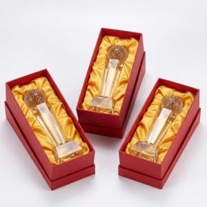 image3 Pcs 9x28 Crystal Glass Trophy with Gift Box Tournament Table Desktop Decor Large Trophy Award Glass Paperweight for Fathers Day Birthdays Anniversary