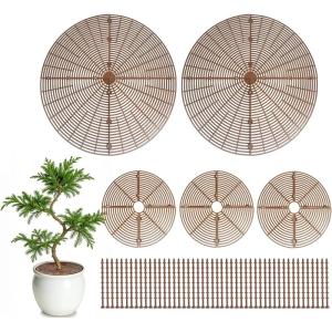 image5 Pcs Plant Pot Grid with Stakes 205 118 Cat Digging Stopper Plant Pot Cover Cuttable Flower Protector Soil Protector Covers for Outdoor Indoor GardeningBrown