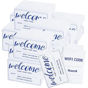 image5200 Pcs Hotel Key Card Envelopes Sleeves Bulk 236 x 35 Inch Polygon Envelope Sleeve Delicate Printed Welcome Enjoy Your Stay Gift Card Holders for Office Business