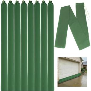 image9 Pcs Long Canvas Sandbags with Elastic Band 6ft Thickened Reusable Flood Protection Water Barrier Tube Green Sand Bags Rain Wind Flood Barrier Tube for Door Flooding Rain Control