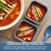 image10 Pcs 9oz Silicone Freezer Containers with Lid Reusable Food Preserving Tray Dark Blue Rectangle Ice Trays Soup Freezer Molds Silicone Soup Containers for Stews Soups Sauces