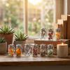 image40 Pcs 7ml Small Glass Bottle Keychain with Aluminum Lid Message Potion Bottles Tiny Glass Wishing Jars Bulk Mini Seasoning Bottles Keychain for DIY Home Crafts Travel Gifts Wedding Favors