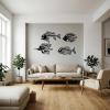 imageCONEHOY 4 Pcs Metal Wall Art Fish Sculpture Nautical Style Art Decor Black Hanging Metal Fish Bone Rustic Wall Decor for Home Living Room Bedroom Bathroom Office Window Indoor Outdoor