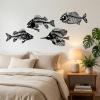 imageCONEHOY 4 Pcs Metal Wall Art Fish Sculpture Nautical Style Art Decor Black Hanging Metal Fish Bone Rustic Wall Decor for Home Living Room Bedroom Bathroom Office Window Indoor Outdoor