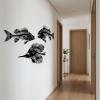 imageCONEHOY 4 Pcs Metal Wall Art Fish Sculpture Nautical Style Art Decor Black Hanging Metal Fish Bone Rustic Wall Decor for Home Living Room Bedroom Bathroom Office Window Indoor Outdoor