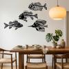 imageCONEHOY 4 Pcs Metal Wall Art Fish Sculpture Nautical Style Art Decor Black Hanging Metal Fish Bone Rustic Wall Decor for Home Living Room Bedroom Bathroom Office Window Indoor Outdoor