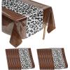 image14 Pcs 54 x 108 Inch Cow Print Table Cloth Highland Rustic Plastic Tablecloth My First Rodeo Decor Western Table Cloth for Cowboy Cowgirl Animal Party Christmas FarmDark Khaki Pattern