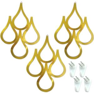 image3 Pcs Teardrop Wall Mirror Hanging Gold Wall Mounted Decorative Accent Mirror for Home Bedroom Living Room Bathroom157 x 11 Inch