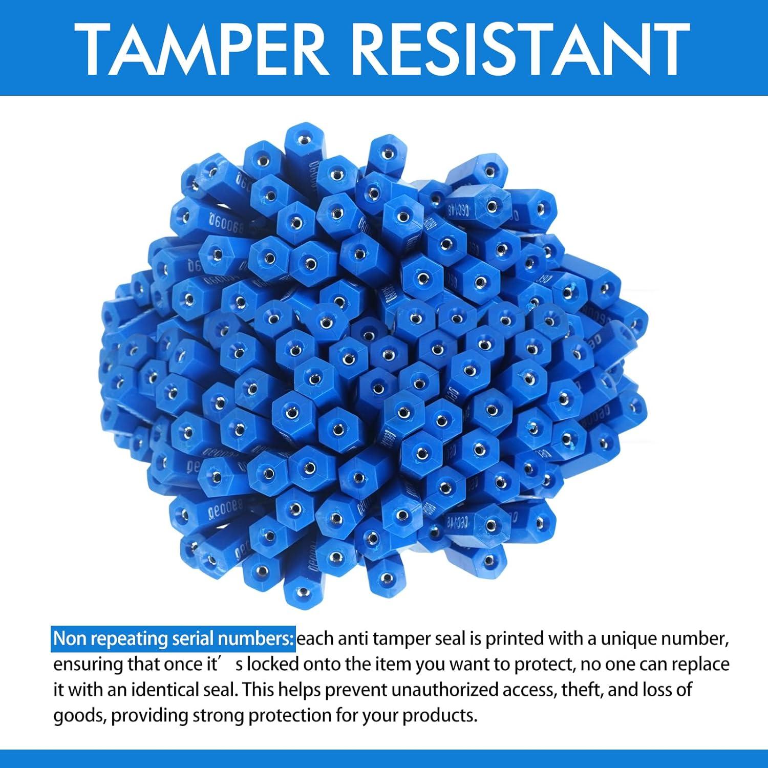 image210 Pcs Steel Security Cable Seals 13 Inch Disposable Blue Self Locking Numbered Tags Metal Numbered AntiTamper Shipping Seal for Truck Cargo Trailer Container Trailers