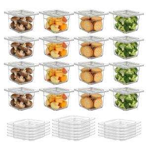 image16 Pcs 16 Size 4Deep PET Food Pans Clear Commercial Hotel Containers with Lids Food Storage Pans for Salad Bar Buffet Catering Restaurant Home Kitchen