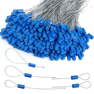 image210 Pcs Steel Security Cable Seals 13 Inch Disposable Blue Self Locking Numbered Tags Metal Numbered AntiTamper Shipping Seal for Truck Cargo Trailer Container Trailers