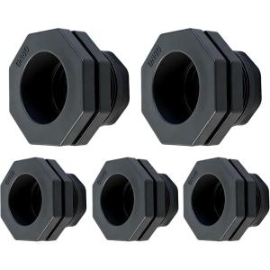 image5 Pcs 3 Inch PVC Bulkhead Fitting Water Tank Connector Plumbing Bulkhead Pipe Fitting NPT for Rain Barrels Water Tanks Aquariums Tubs Pools