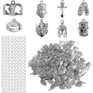 image200 Pcs Bible Theme Charms Pendants Sunday Craft Belt Helmet Armor Charms Bulk Full Armor Alloy Pendant for DIY Jewelry Necklace Bracelet Making