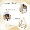image:image3 Pcs 4 Inches Gold Glass Brochure Holder with Business Name Card Holder Trifold Pamphlet Stand Countertop Literature Flyer Brochure Displayfor Menu Booklets Journals Display Magazine