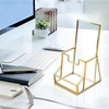 image:image3 Pcs 4 Inches Gold Glass Brochure Holder with Business Name Card Holder Trifold Pamphlet Stand Countertop Literature Flyer Brochure Displayfor Menu Booklets Journals Display Magazine