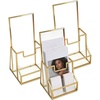 image:image3 Pcs 4 Inches Gold Glass Brochure Holder with Business Name Card Holder Trifold Pamphlet Stand Countertop Literature Flyer Brochure Displayfor Menu Booklets Journals Display Magazine